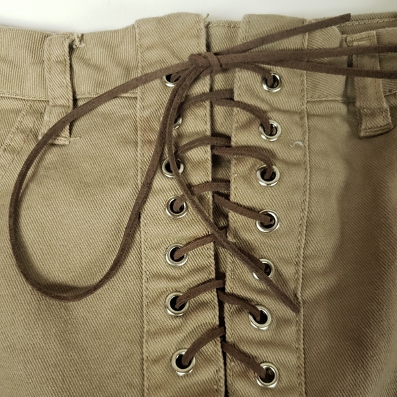 2/$15 XS Mini Skirt Brown Lace Up Dex - Picture 2 of 6